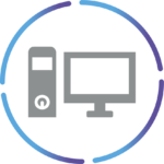 Hardware Icon mit blau-lila Kreisumrandung